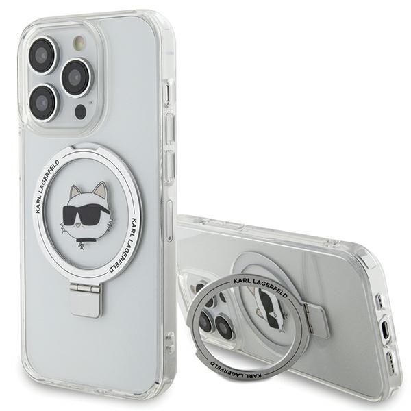 Karl Lagerfeld pevný kryt s prsteňom a MagSafe na iPhone 15 Pro (KLHMP15LHMRSCHH) - biela Choupette Head KF2340893