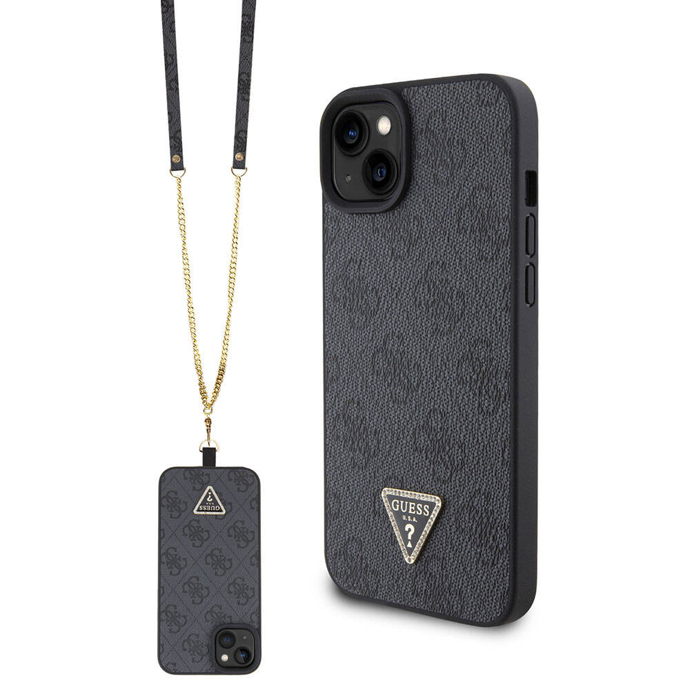 Guess crossbody puzdro 4G s kovovým logom na iPhone 15 Plus (GUHCP15MP4TDSCPK) - čierne KF2340152