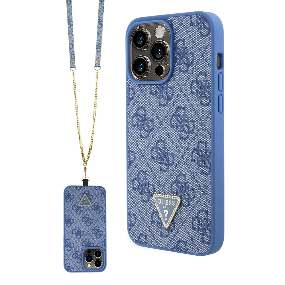 Guess crossbody puzdro 4G s kovovým logom na iPhone 15 Pro (GUHCP15LP4TDSCPB) - modré KF2340151