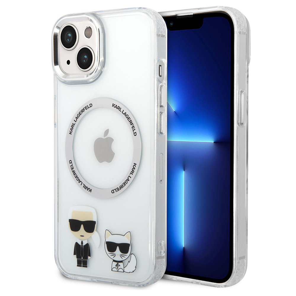 Karl Lagerfeld pevný kryt s MagSafe na iPhone 15 Plus / iPhone 14 Plus (KLHMP14MHKCT) - priesvitný Karl & Choupette Aluminium KF2340948