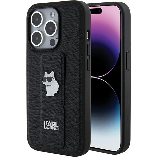 Karl Lagerfeld Saffiano Gripstand kryt na iPhone 15 Pro Max (KLHCP15XGSACHPK) - Choupette KF2339615