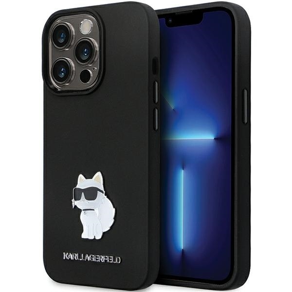 Karl Lagerfeld silikónový kryt na iPhone 14 Pro Max (KLHCP14XSMHCNPK) - Choupette s kovovým odznakom KF2339784