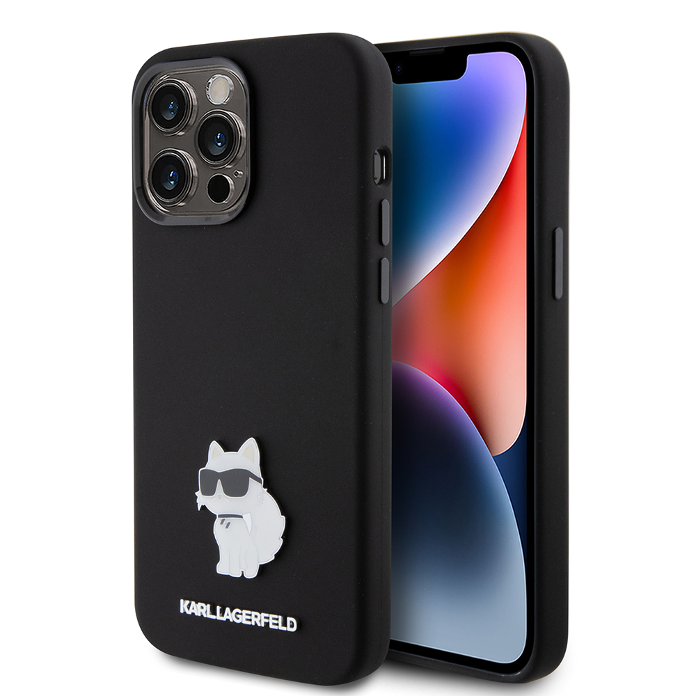 Karl Lagerfeld silikónový kryt na iPhone 15 Pro Max (KLHCP15XSMHCNPK) - Choupette Metal Pin KF2339867