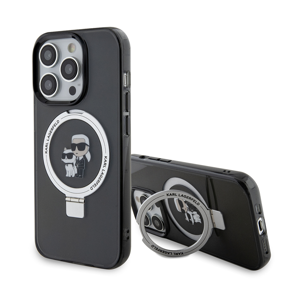 Karl Lagerfeld pevný kryt s prsteňom a MagSafe na iPhone 15 Pro Max (KLHMP15XHMRSKCK) - Karl&Choupette KF2340874