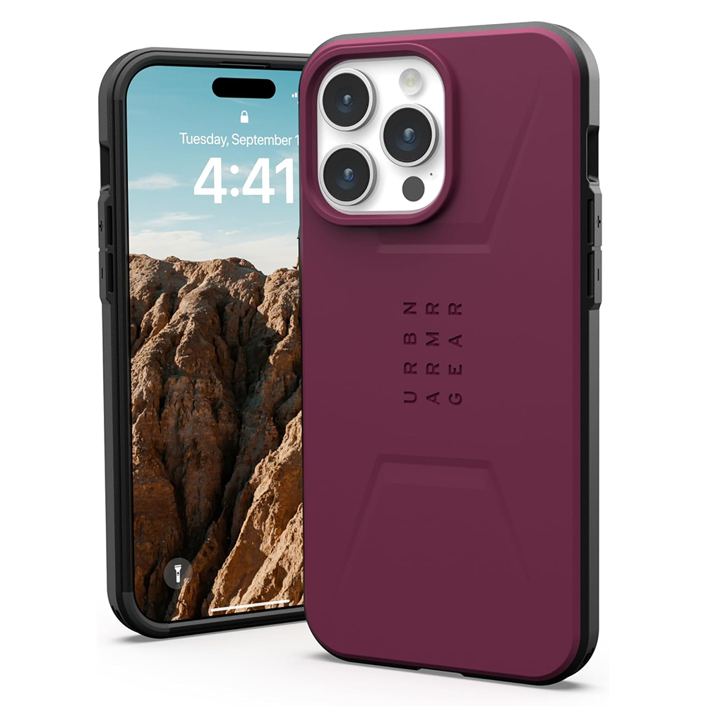 UAG Civilian MagSafe puzdro na iPhone 15 Pro - Bordová KF2343057