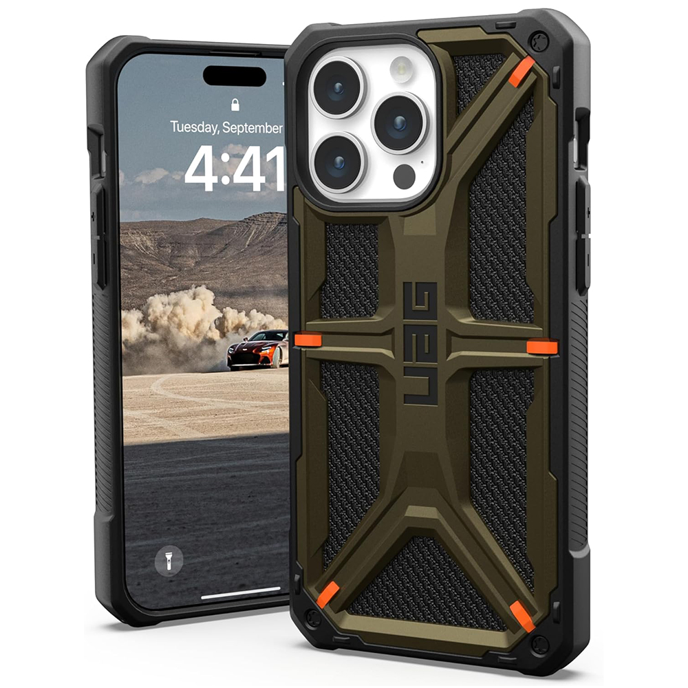 UAG Monarch - extrémne odolný kryt na iPhone 15 Pro Max - Kevlar Element zelená KF2342916