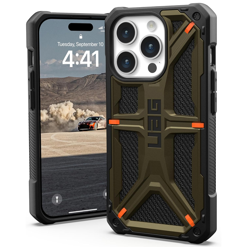 UAG Monarch - extrémne odolný kryt na iPhone 15 Pro - Kevlar Element zelená KF2342919