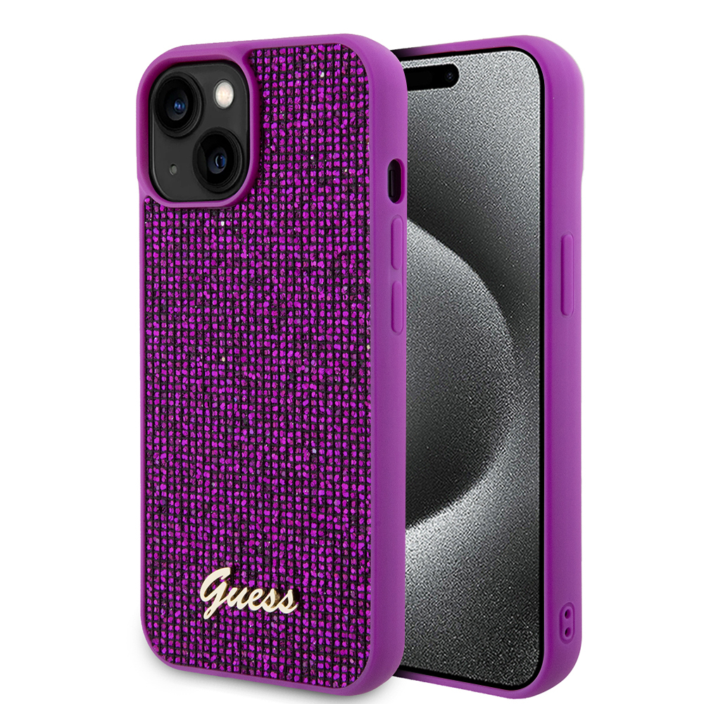 Guess puzdro Disco Metal Script na iPhone 15 (GUHCP15SPMSDGSF) - fuchsiové KF2340192