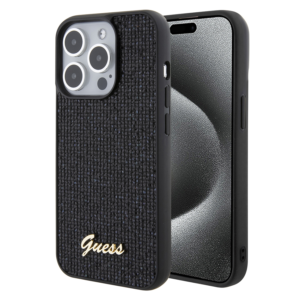 Guess puzdro Disco Metal Script na iPhone 15 Pro (GUHCP15LPMSDGSK) - čierne KF2340191