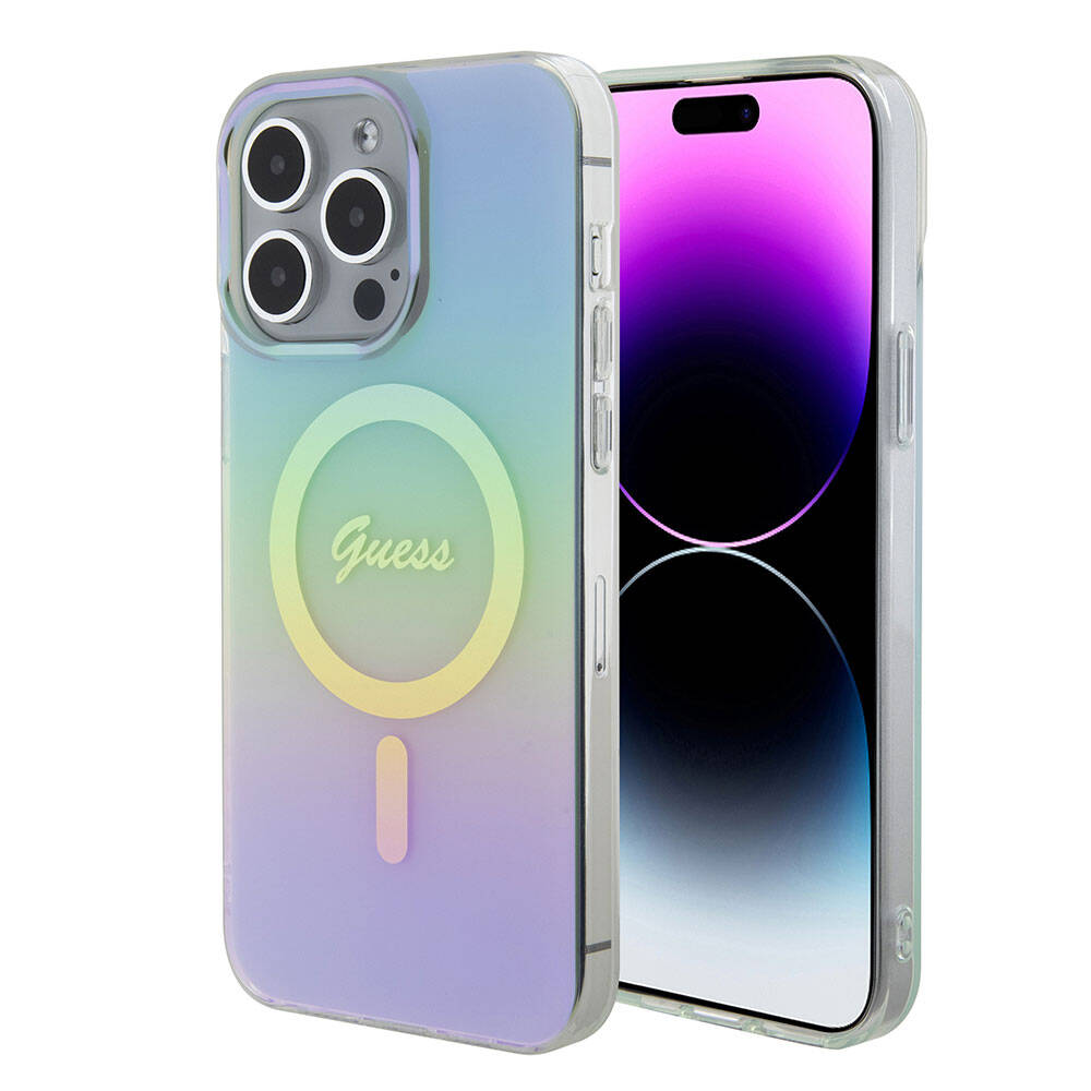 Guess IML dúhový kryt s MagSafe na iPhone 15 Pro Max (GUHMP15XHITSQ) - tyrkysový KF2340573