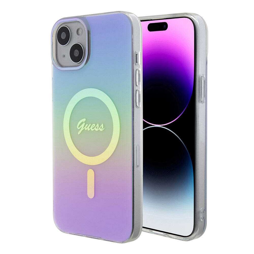 Guess IML dúhový kryt s MagSafe na iPhone 15 (GUHMP15SHITSU) - fialový KF2340568