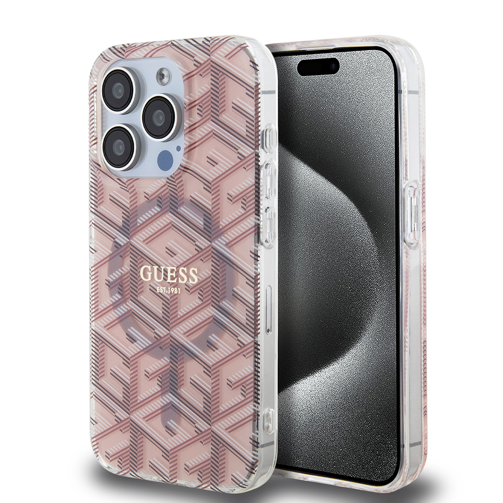 Guess IML GCube kryt s MagSafe na iPhone 15 Pro Max (GUHMP15XHGCUSTGP) - ružový KF2340549