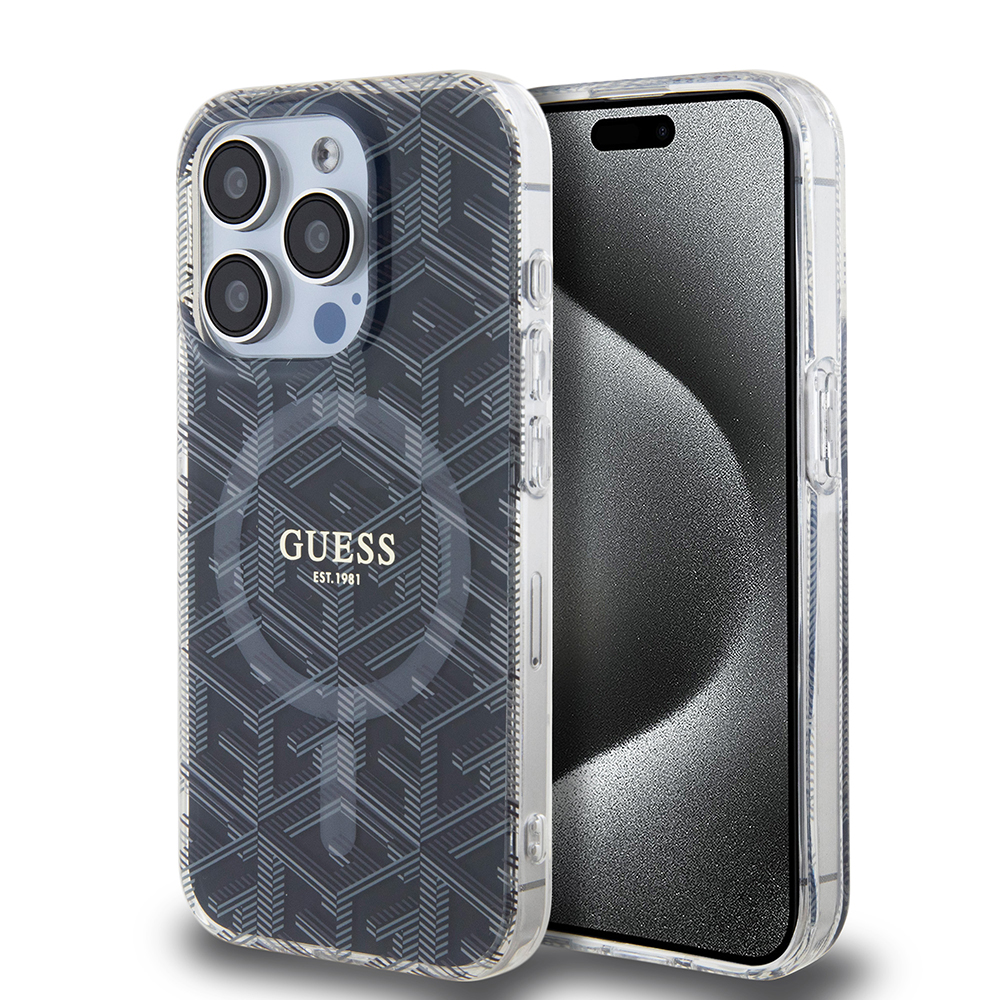 Guess IML GCube kryt s MagSafe na iPhone 15 Pro Max (GUHMP15XHGCUSTGK) - čierny KF2340548