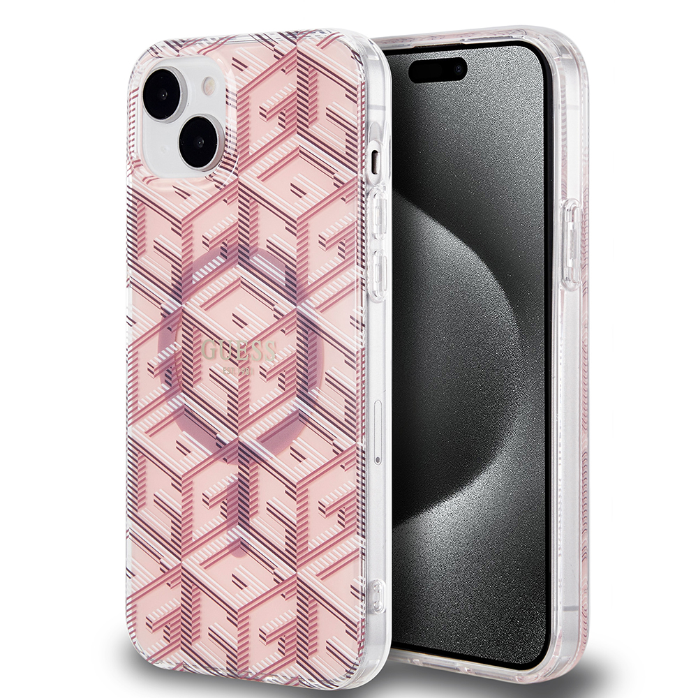 Guess IML GCube kryt s MagSafe na iPhone 15 Plus (GUHMP15MHGCUSTGP) - ružový KF2340546