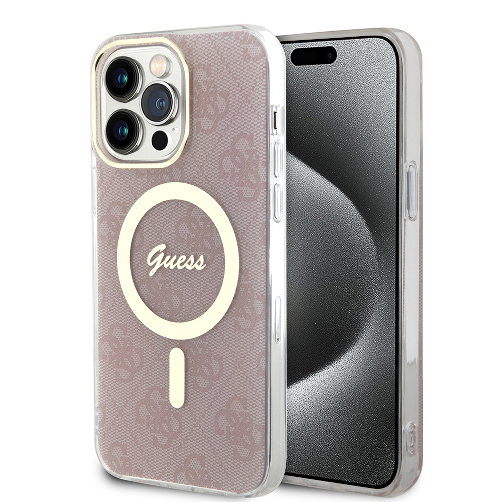 Guess IML 4G MagSafe kryt na iPhone 15 Pro (GUHMP15LH4STP) - ružový KF2340497