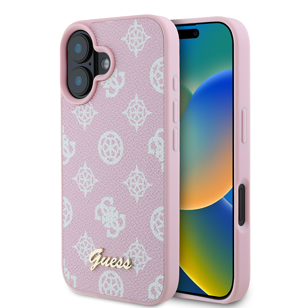 Guess pivonkový kryt s nápisom a MagSafe na iPhone 16 (GUHMP16SPGPYSP) - ružový KF2340474