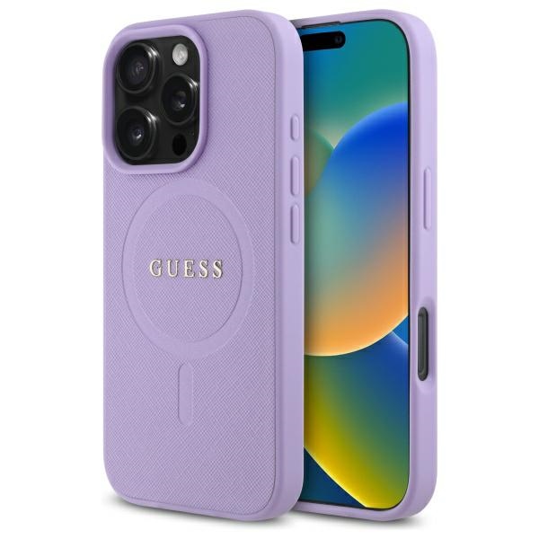 Guess Saffiano MagSafe kryt na iPhone 16 Pro Max (GUHMP16XPSAHMCU) - fialový KF2340327