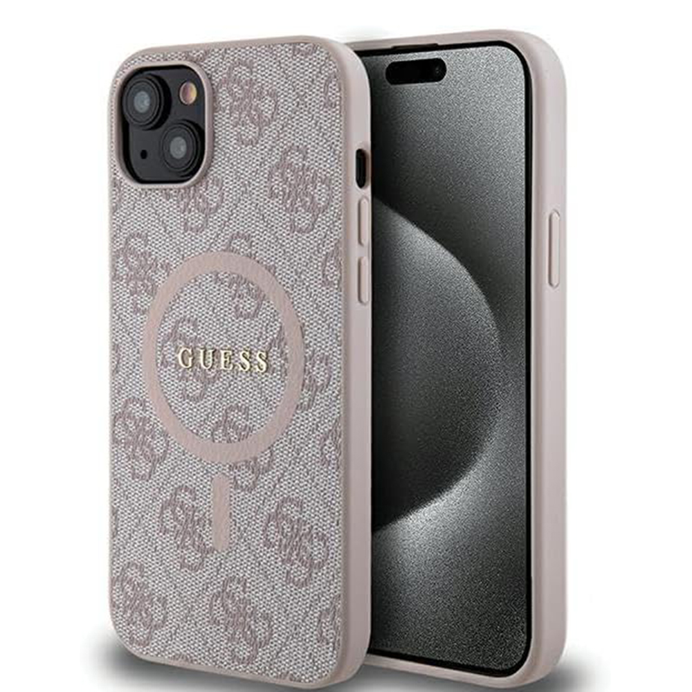 Guess 4G kolekcia kožený kryt na iPhone 15 s MagSafe (GUHMP15SG4GFRP) - ružový KF2340276
