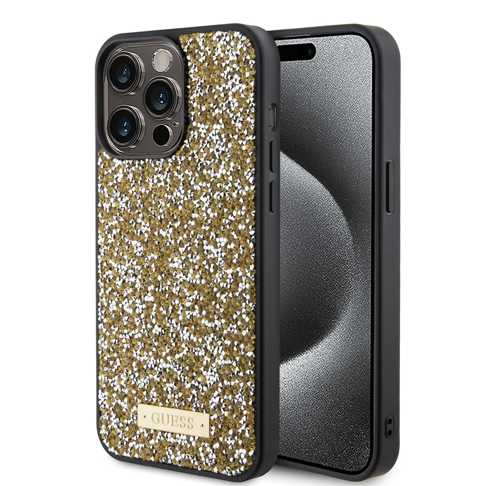 Guess kryt s kamienkovým logom na iPhone 15 Pro (GUHCP15LPFGSBSD) - žltý KF2340198