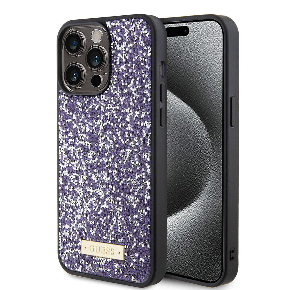 Guess kryt s kamienkovým logom na iPhone 15 Pro (GUHCP15LPFGSBSP) - fialový KF2340197