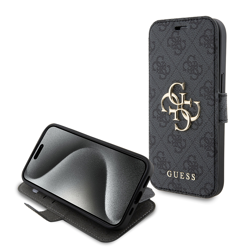 Guess knižkové puzdro Book 4G na iPhone 15 (GUBKP15S4GMGGR) - sivé KF2339670