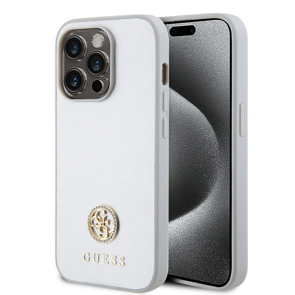 Guess Strass Metal Logo kryt na iPhone 15 Pro (GUHCP15LPS4DGPS) - strieborný KF2340160