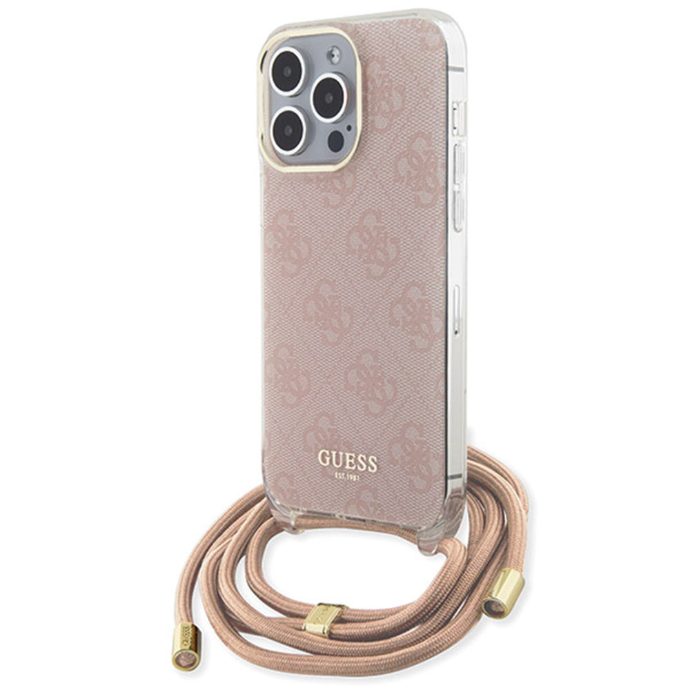 Guess crossbody puzdro s 4G potlačou a šnúrkou na iPhone 15 Pro Max (GUHCP15XHC4SEP) - ružové KF2340130