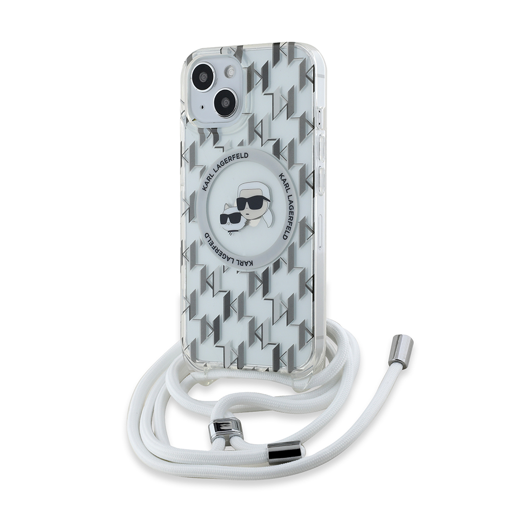 Karl Lagerfeld IML crossbody kryt s MagSafe na iPhone 15 (KLHMP15SHCKCKLCT) - priehľadný Mono Karl&Choupette KF2340765