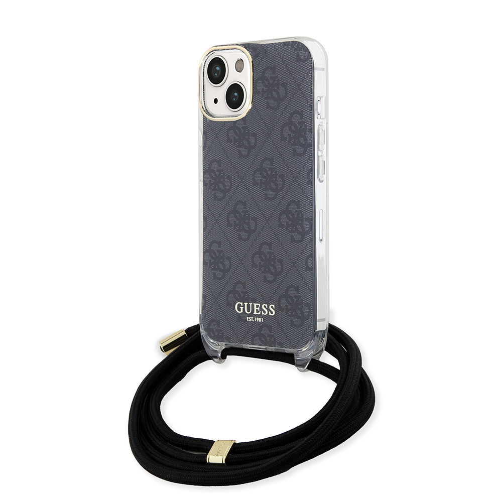 Guess crossbody puzdro s 4G potlačou a šnúrkou na iPhone 15 (GUHCP15SHC4SEK) - čierne KF2340123