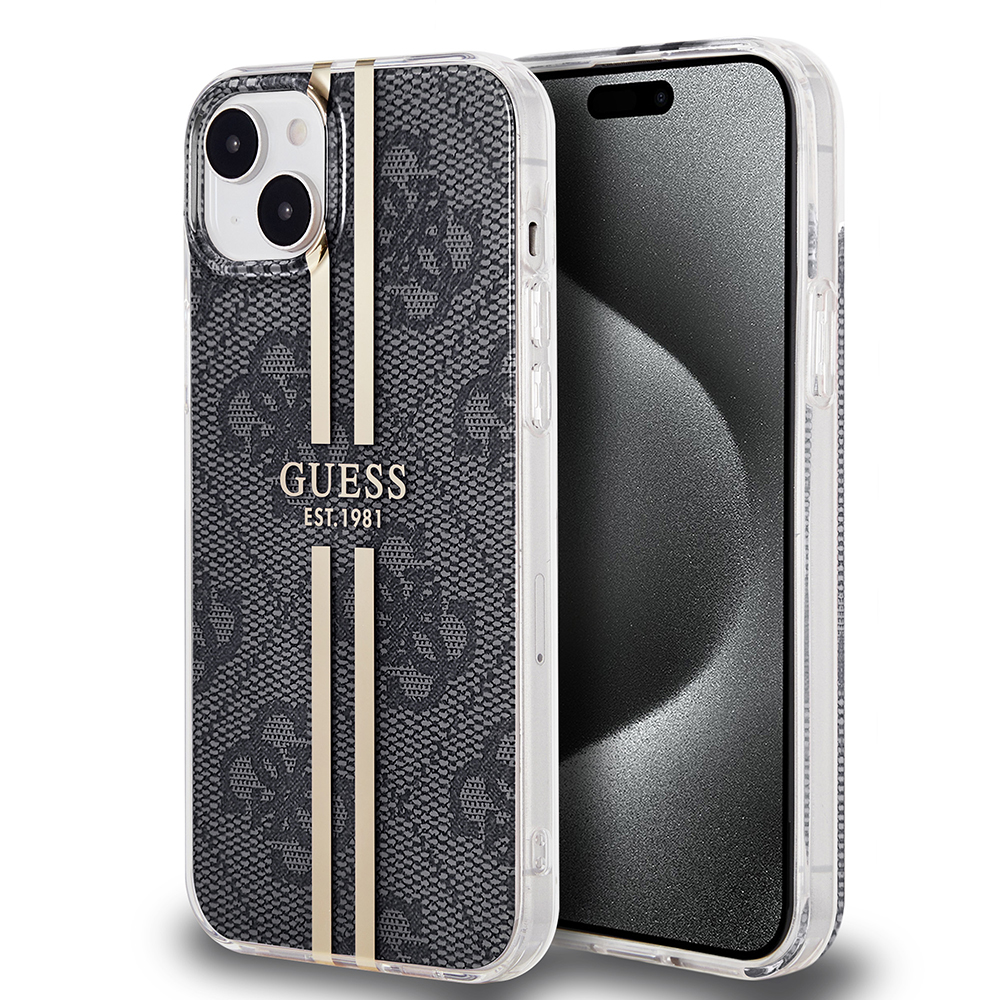 Guess pevný kryt IML 4G Gold Stripe na iPhone 15 Plus (GUHCP15MH4PSEGK) - čierny KF2340101