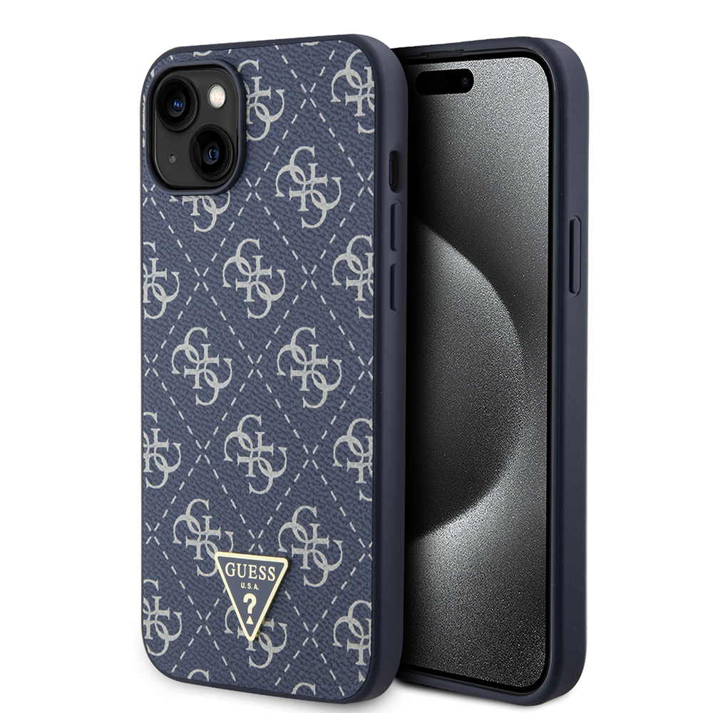 Guess pevný kryt 4G Triangle Metal Logo na iPhone 15 Plus (GUHCP15MPG4GPB) - modrý KF2340094