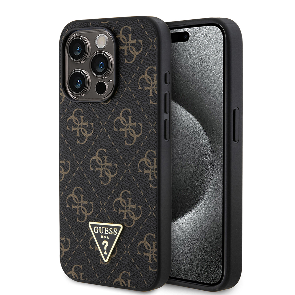 Guess pevný kryt 4G Triangle Metal Logo na iPhone 15 Pro (GUHCP15LPG4GPK) - čierny KF2340090