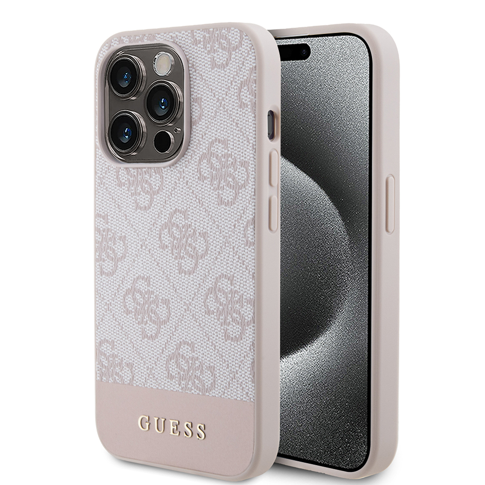 Guess pevný kryt 4G Stripe Collection na iPhone 15 Pro Max (GUHCP15XG4GLPI) - ružový KF2340140