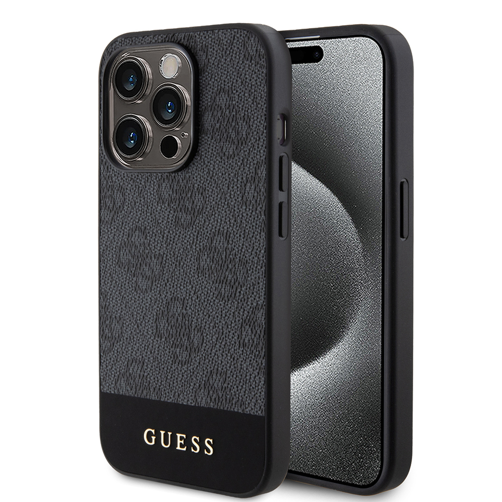 Guess pevný kryt 4G Stripe Collection na iPhone 15 Pro Max (GUHCP15XG4GLGR) - sivý KF2340019