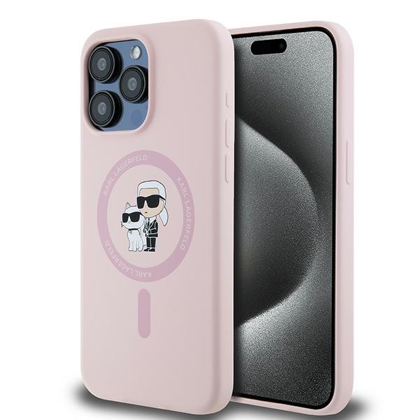 Karl Lagerfeld silikónový kryt s MagSafe na iPhone 15 Pro (KLHMP15LSCMKCRHP) - ružový Karl&Choupette KF2340782