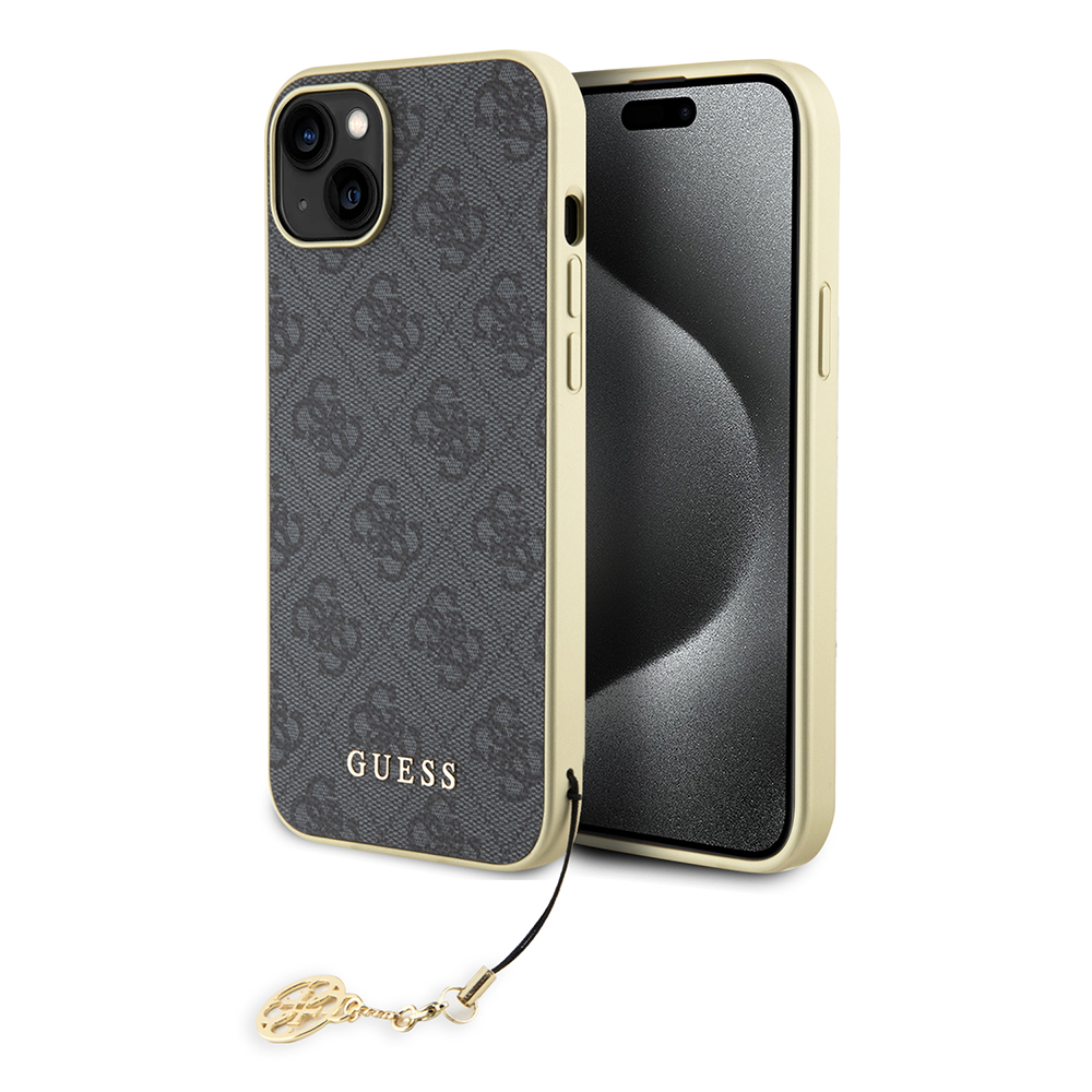 Guess pevný kryt 4G Charms Collection na iPhone 15 (GUHCP15SGF4GGR) - sivý KF2340032