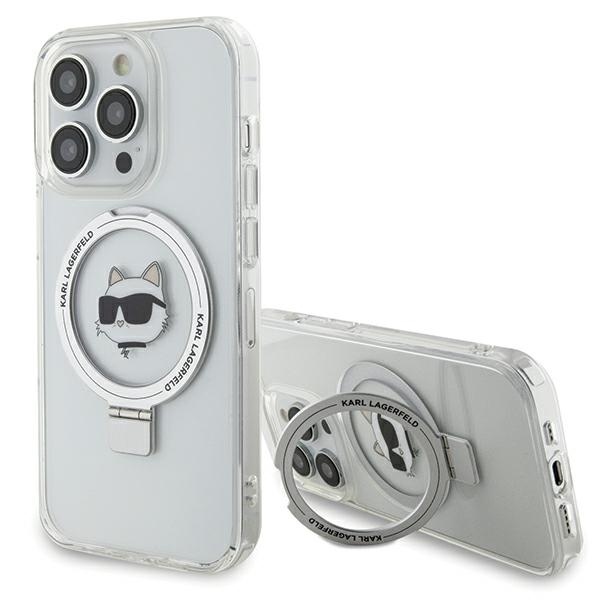 Karl Lagerfeld pevný kryt s prsteňom a MagSafe na iPhone 15 Pro Max (KLHMP15XHMRSCHH) - biela Choupette Head KF2340903
