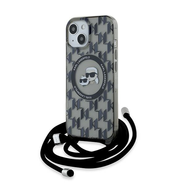 Karl Lagerfeld IML crossbody kryt s MagSafe na iPhone 15 (KLHMP15SHCKCKLCK) - Monogram Karl&Choupette Head KF2340762
