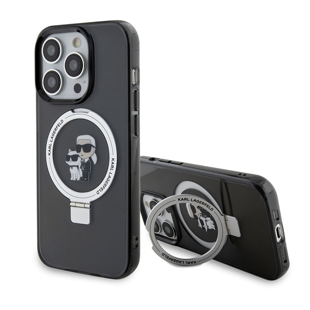 Karl Lagerfeld pevný kryt s prsteňom a MagSafe na iPhone 14 Pro (KLHMP14LHMRSKCK) - Karl&Choupette KF2340863