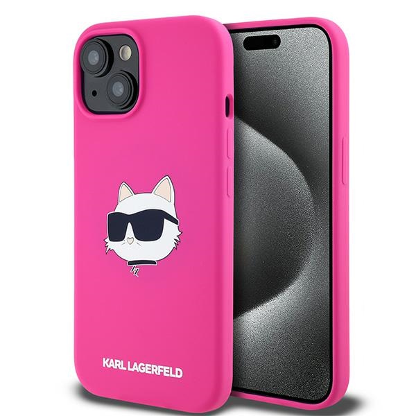 Karl Lagerfeld silikónový kryt s MagSafe na iPhone 15 Plus (KLHMP15MSCHPPLF) - fuchsiová Choupette hlava KF2340789