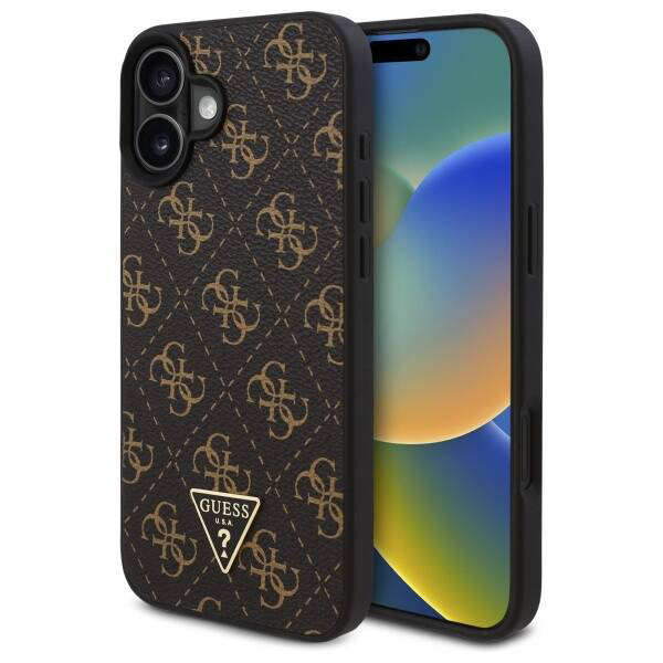 Guess pevný kryt 4G Triangle Metal Logo na iPhone 16 (GUHCP16SPG4GPK) - čierny KF2340119