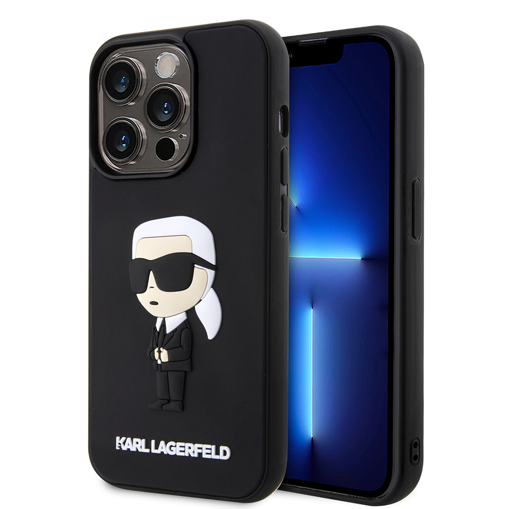Karl Lagerfeld 3D Design kryt na iPhone 14 Pro (KLHCP14L3DRKINK) - Rubber Ikonik KF2339487