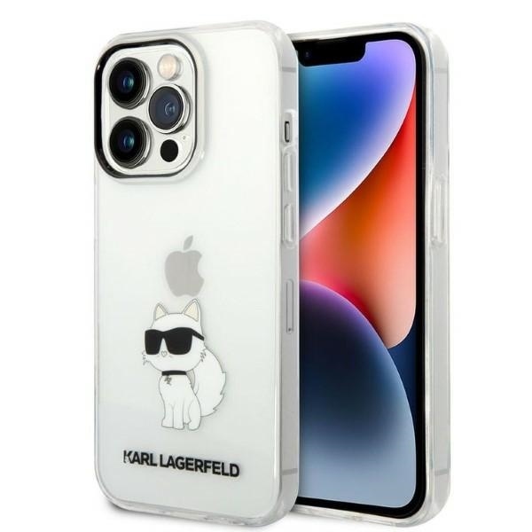 Karl Lagerfeld priesvitný pevný kryt na iPhone 14 Pro (KLHCP14LHNCHTCT) - Ikonik Choupette KF2340457