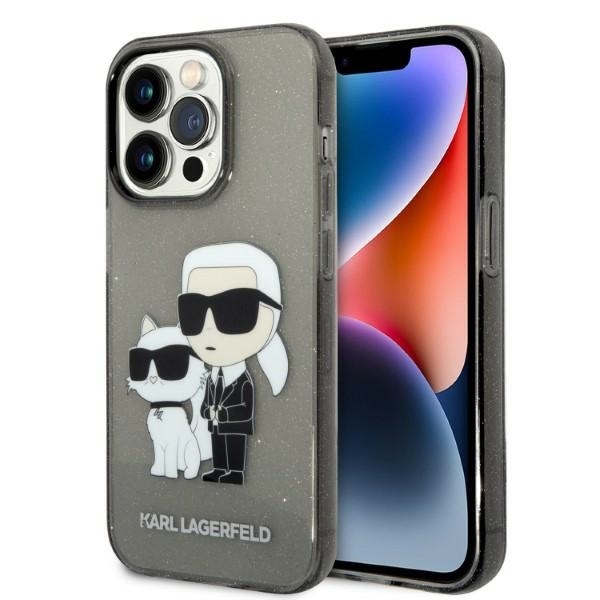 Karl Lagerfeld trblietavý pevný kryt (KLHCP14LHNKCTGK) na iPhone 14 Pro - Karl&Choupette KF2339875