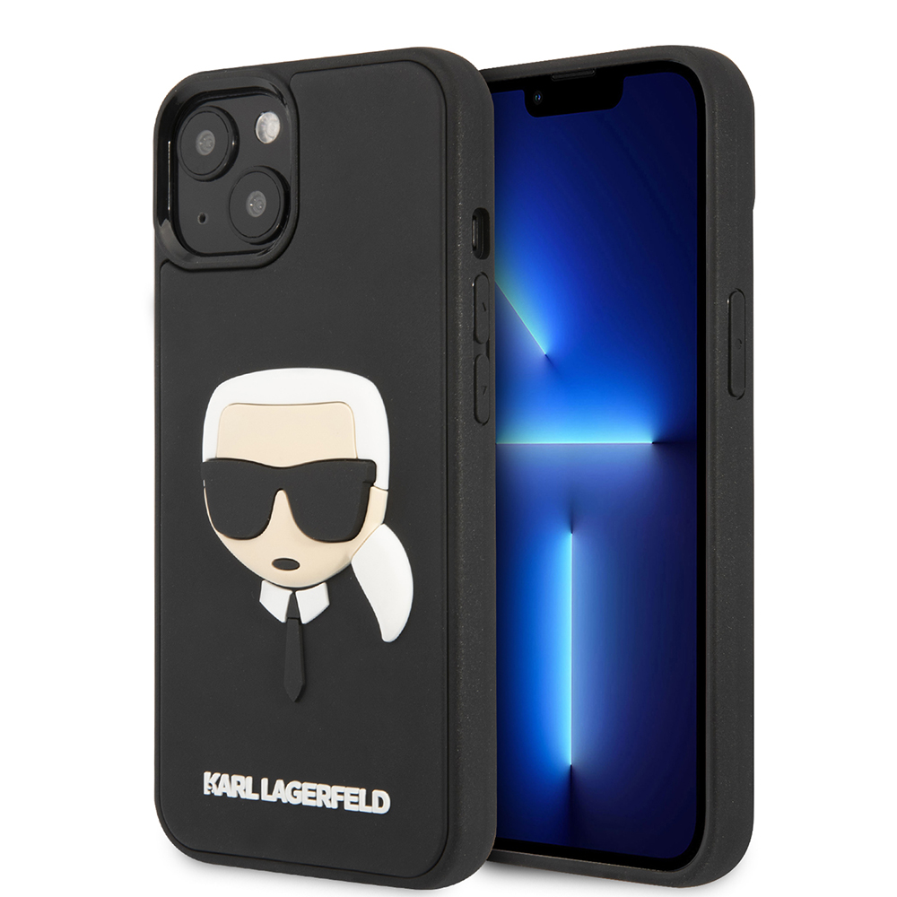 Karl Lagerfeld 3D Design kryt na iPhone 14 Plus (KLHCP14MKH3DBK) - Rubber Karlova hlava KF2339501