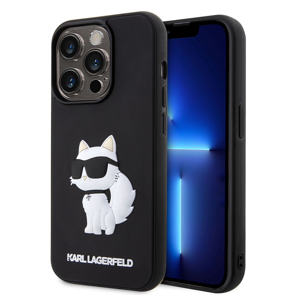 Karl Lagerfeld 3D Design kryt na iPhone 14 Pro Max (KLHCP14X3DRKHNK) - Rubber Choupette KF2339513