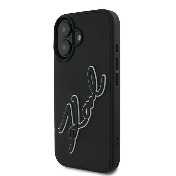 Karl Lagerfeld 3D Design kryt na iPhone 16 (KLHCP16S3DRKSDLK) - Rubber Signature KF2339522