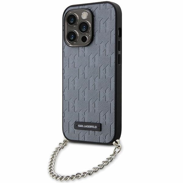 Karl Lagerfeld Saffiano Monogram Chain kryt na iPhone 14 Pro Max (KLHCP14XSACKLHPG) - strieborný KF2339572