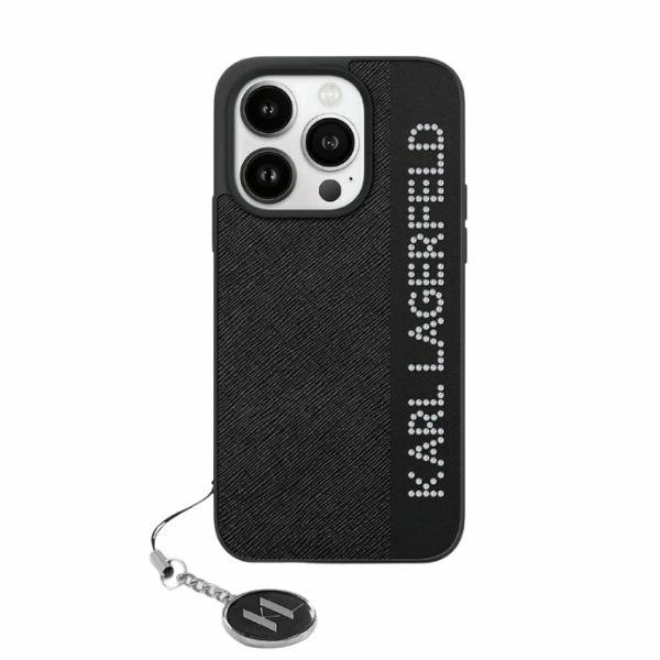 Karl Lagerfeld Saffiano Rhinestones&Charm kryt na iPhone 15 Pro Max (KLHCP15XPSAKDGCK) - čierny KF2339617
