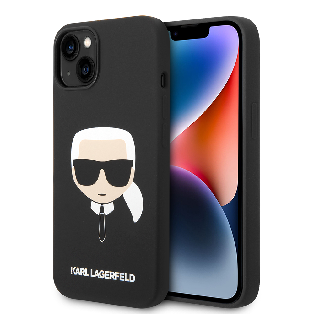 Karl Lagerfeld silikónový kryt na iPhone 14 Plus (KLHCP14MSLKHBK) - Karlova hlava (čierny) KF2339747